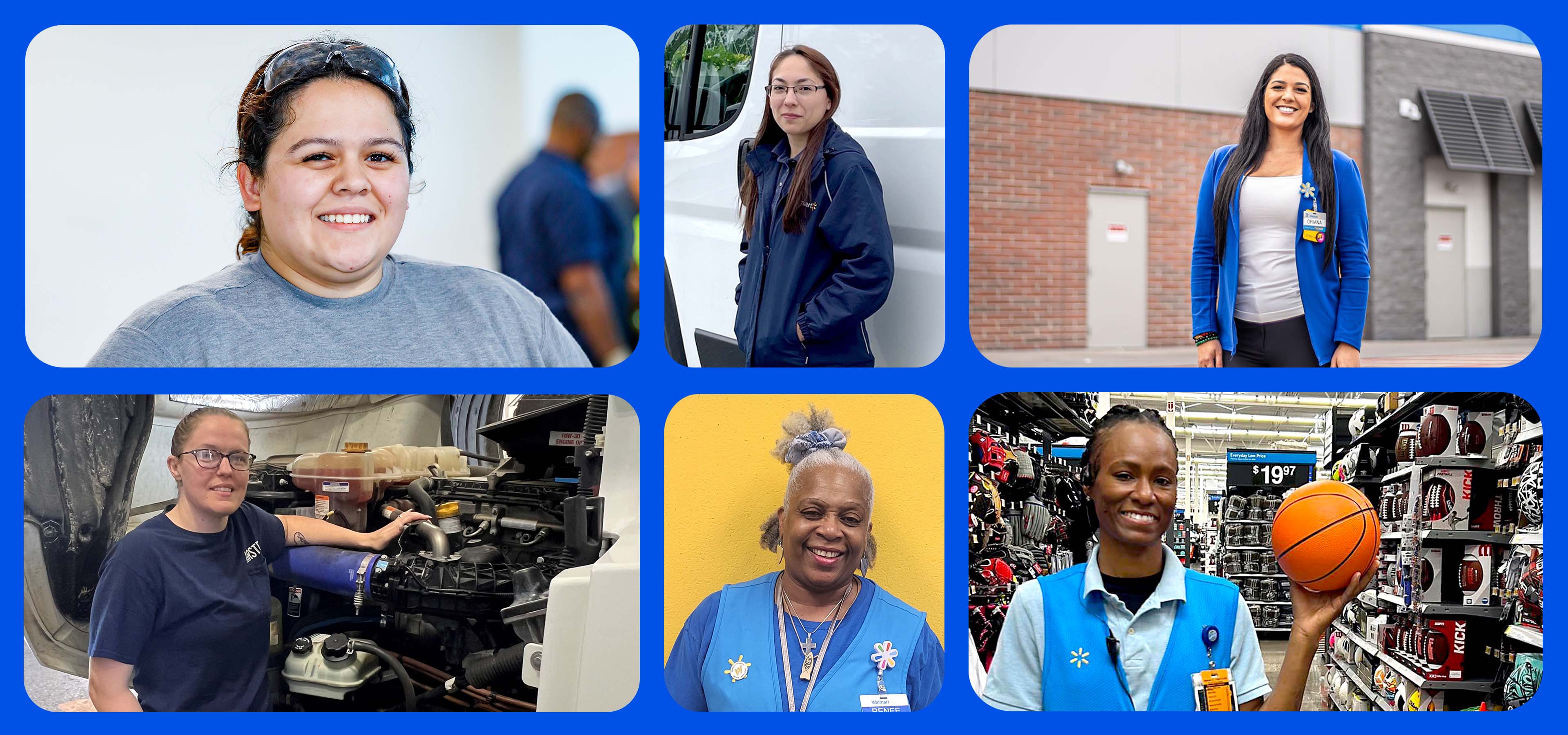 Collage of associates: Liz Cardenas, Gabby Hernandez, Oriana Fantasia-Rodriguez, Kirstee Kruse, Renee Wynn and Crystal Smith.